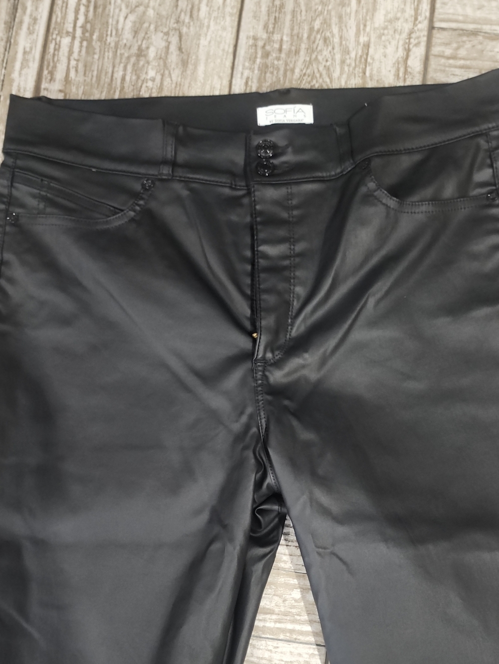 Sofia Trend Black Faux Leather Women’s Jeans
